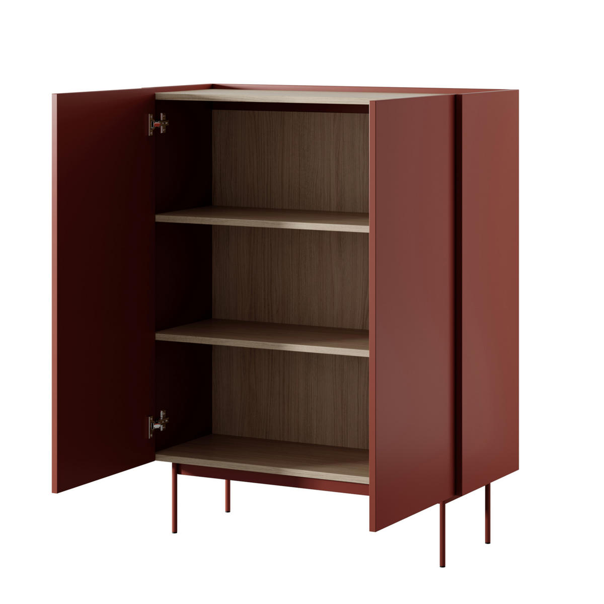 SIDEBOARD KELOWNA KOM2-2D System der leisen Schließung der Fronten, Rot - Rot, Holzwerkstoff/Kunststoff (97/122/37cm) - Komodee