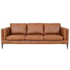 DREISITZER-SOFA Echtleder Braun - Schwarz/Braun, Leder/Metall (220/83/88cm) - Furnhouse
