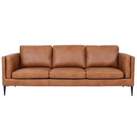 DREISITZER-SOFA Echtleder Braun - Schwarz/Braun, Leder/Metall (220/83/88cm) - Furnhouse
