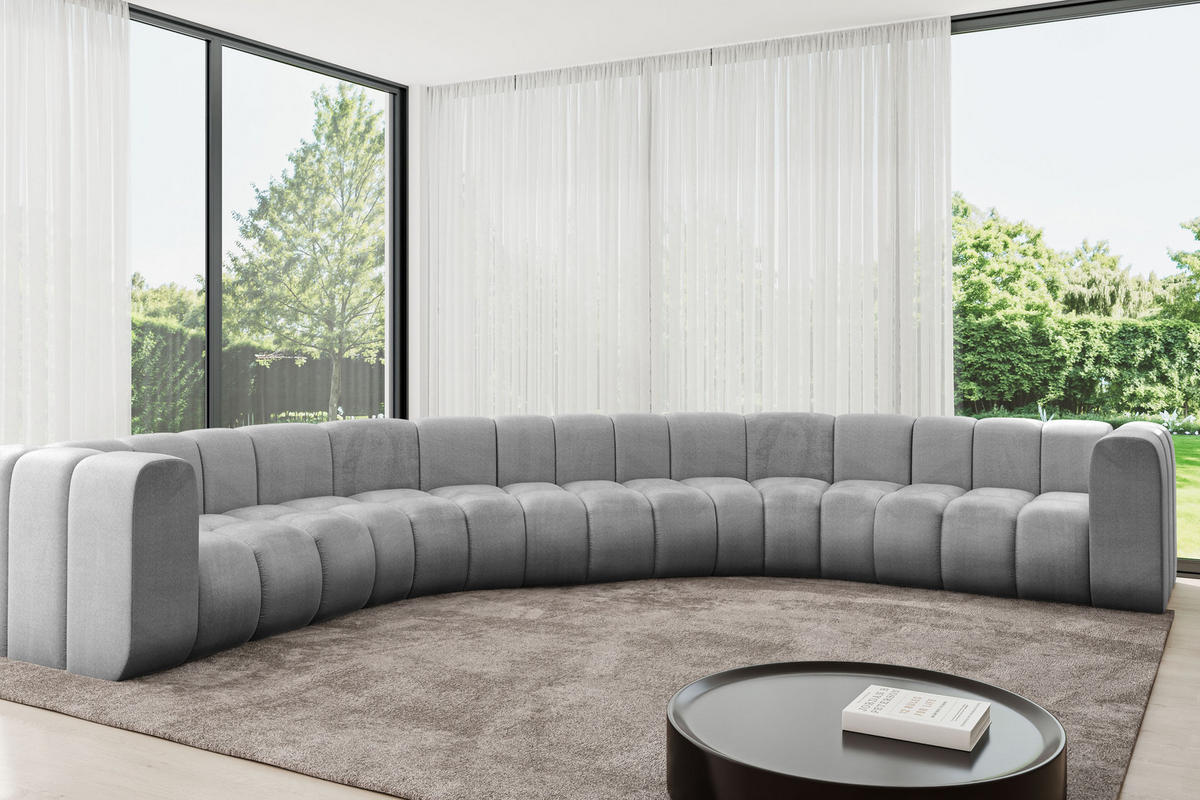 WOHNLANDSCHAFT modulares Sofa Lazro-U1 - 373x373x70 cm Grau - Hellgrau, Holzwerkstoff/Textil (373/70/373cm) - ALTDECOR