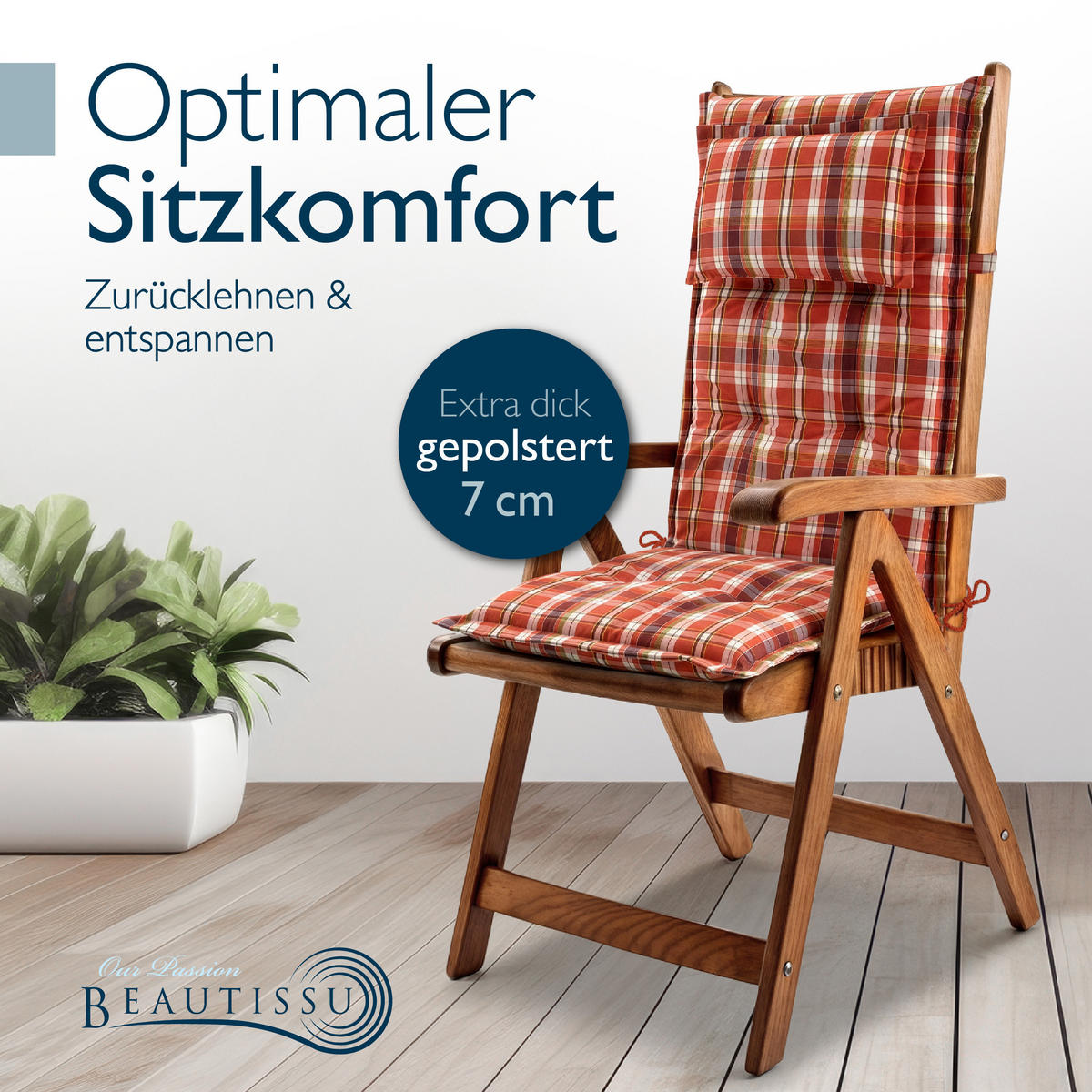 HOCHLEHNER Highlux HL 120x52x7cm Orange-Rot-Grün-Kariert (7tlg) - Grün, Textil (52/120cm) - Beautissu 