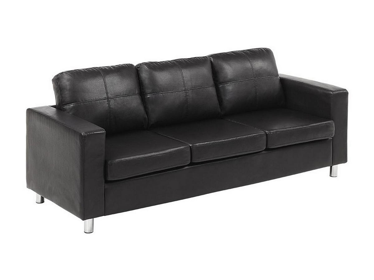 SOFA - 3 Personen - kunstleder - schwarz Ackley - Schwarz, Leder (196/77/75cm) - Vente-Unique