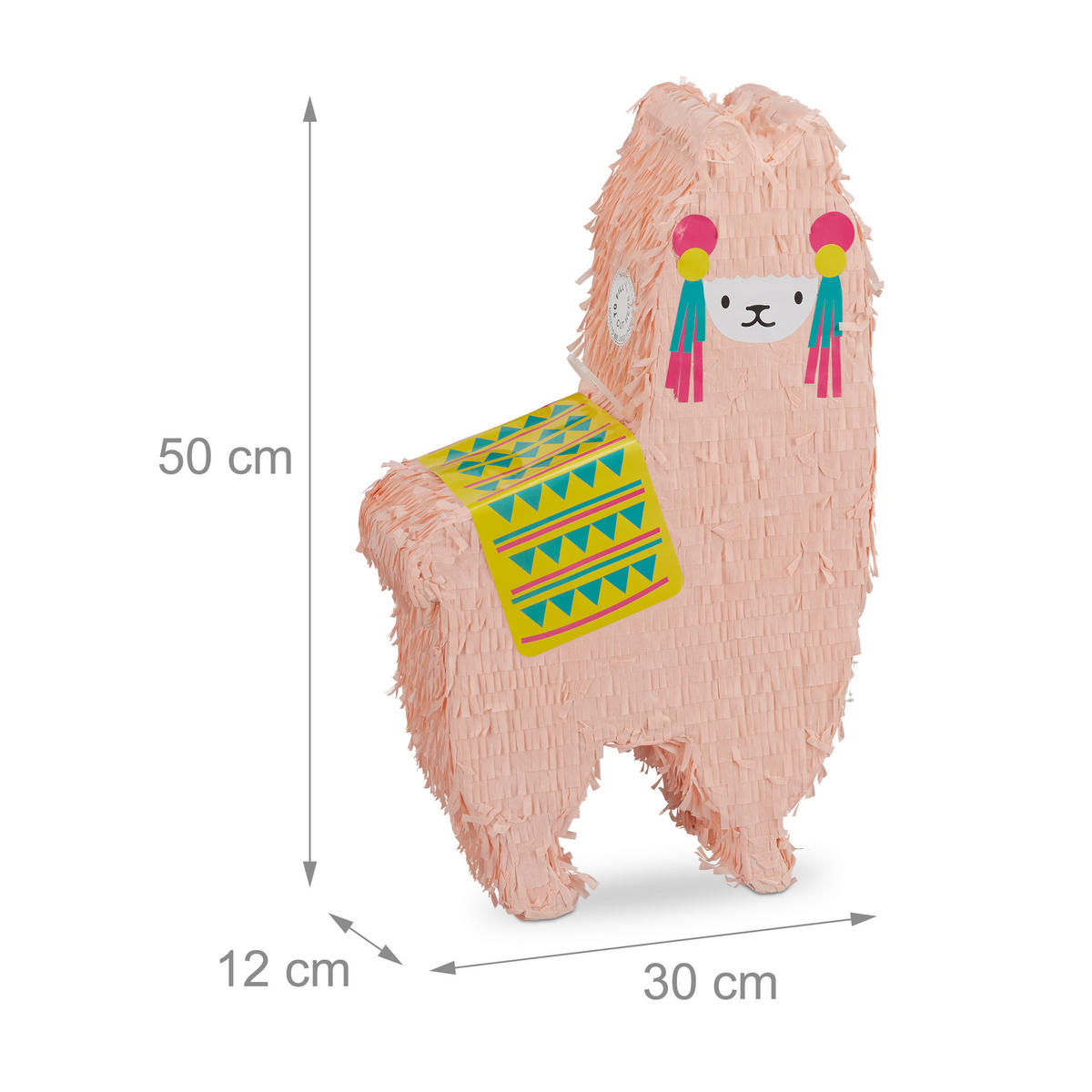 LAMA Pinata - Rosa, Papier/Wellpappe (30/50/12cm) - Relaxdays