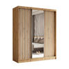 SCHWEBETÜRENSCHRANK Cabinio Eiche Artisan Weiß 180/216/61 cm – mit Spiegel und Lamellen - Walnussfarben/Weiß, Holzwerkstoff/Kunststoff (180/216/61cm) - AX Living