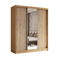 SCHWEBETÜRENSCHRANK Cabinio Eiche Artisan Weiß 180/216/61 cm – mit Spiegel und Lamellen - Walnussfarben/Weiß, Holzwerkstoff/Kunststoff (180/216/61cm) - AX Living