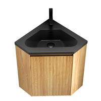 WASCHTISCHUNTERSCHRANK 54.5x38.5x52.4cm Schwarz/Naturholz mit Harzbecken - Naturfarben, Kunststoff (38.5/52.4/54.5cm) - Modfu