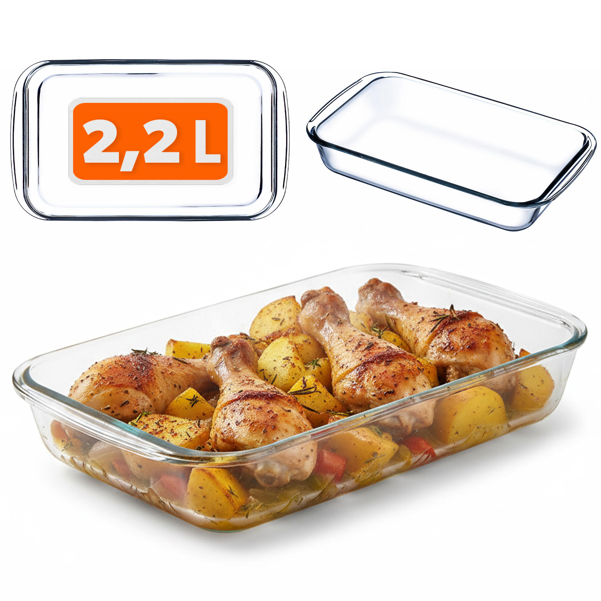 KADAX 2,2 l rechteckige hitzebeständige Glasform klein zum Backen von Glas - Transparent, Glas (20/5/34.5cm) - KADAX