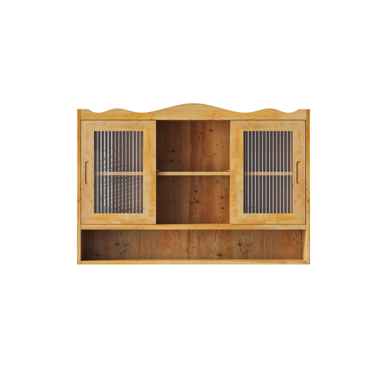 HÄNGESCHRANK 90/20/60 cm natur aus Massivholz und Glas mit Schiebetüren - Naturfarben, Glas (90/60/20cm) - OKWISH