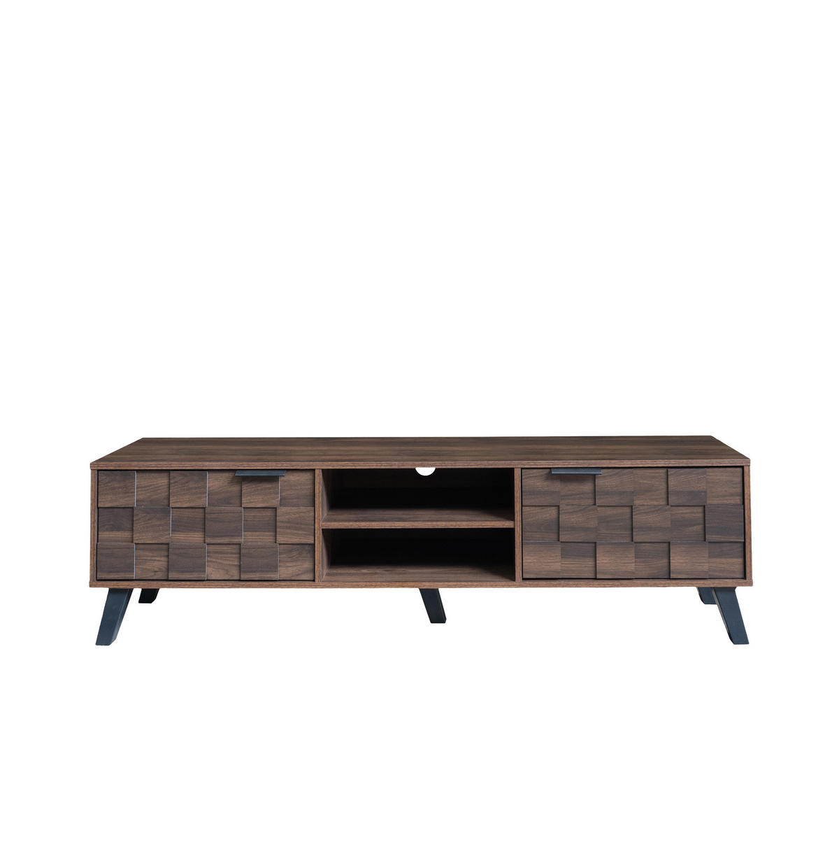 TV-SCHRANK aus Spanplatte 160,5x35,5x45 cm Holzfarbe mit 2 Türen, 2 offenen Fächern und Dämpfungsscharnieren - Braun, Holzwerkstoff (160.5/45/35.5cm) - Modfu