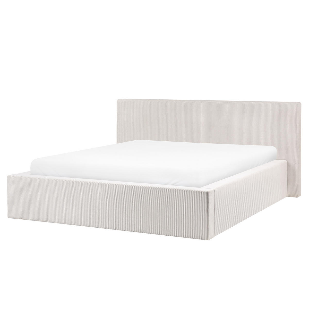 BETT mit Stauraum 160/200 cm Cord Hellbeige Lillebonne - Beige, Textil (160/200cm) - Beliani