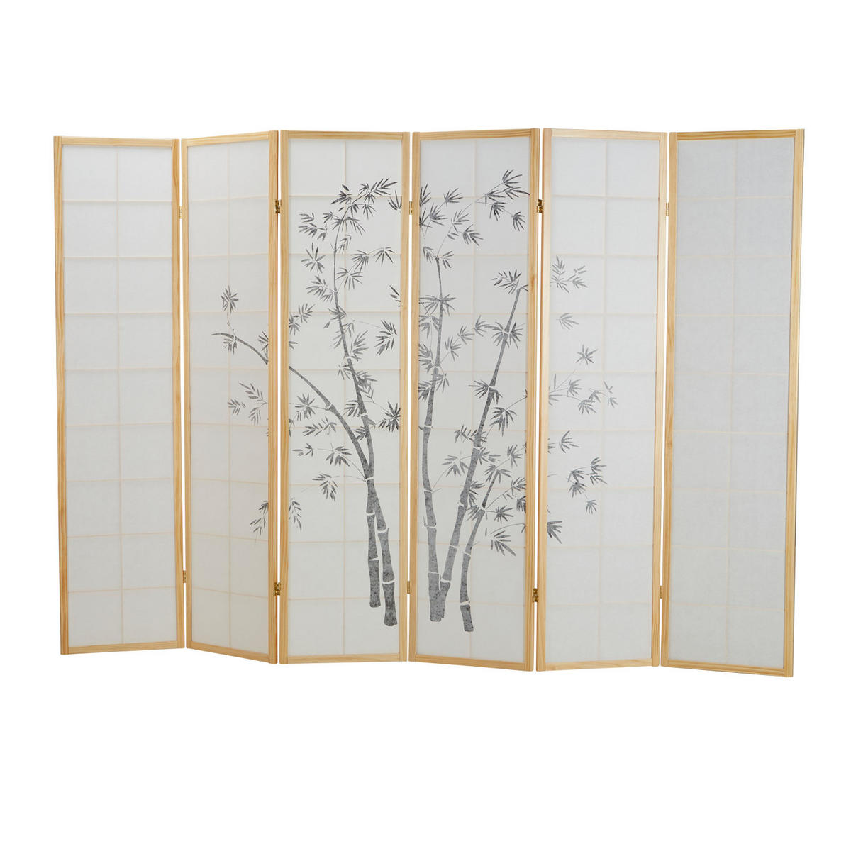 PARAVENT 6-tlg. 264/179 cm Braun Bambusmuster - Braun, Holz (264/179/2cm) - Homestyle4u