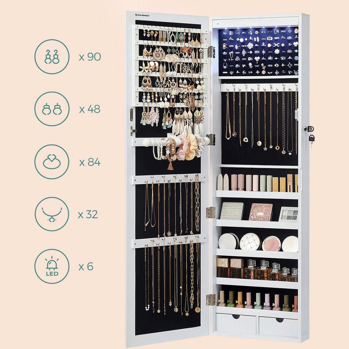 SCHMUCKSCHRANK FREETOWN - Weiß, Glas (10/120/37cm) - Hansiro