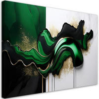 LEINWANDBILD Grüne moderne Abstraktion mit Gold 90x60cm - Grün, Textil (90/60cm) - Feeby