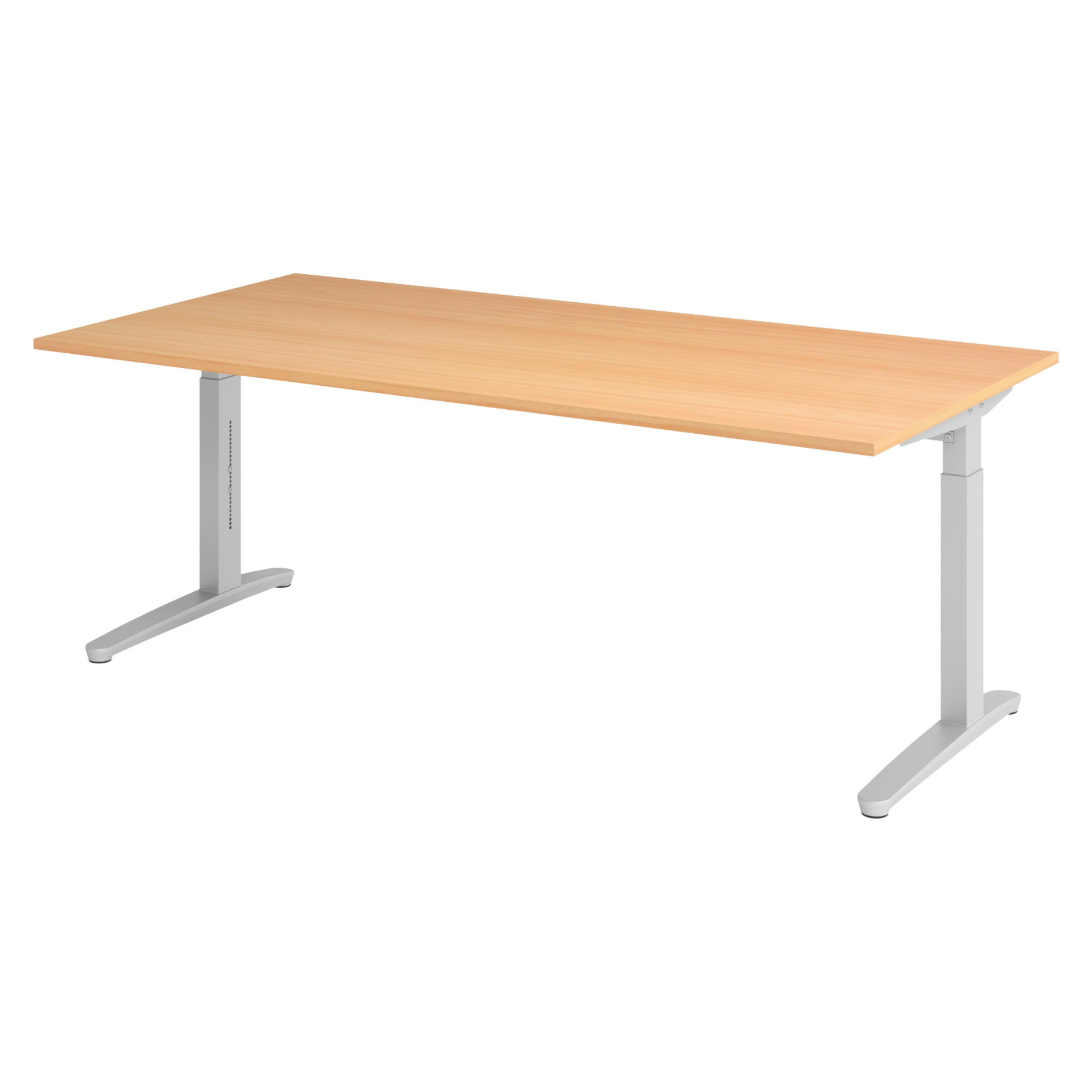 SCHREIBTISCH Serie-XB 100/200/74 cm in Buchefarben/Silberfarben - Buchefarben/Silberfarben, Holzwerkstoff (100/200/74cm) - bümö