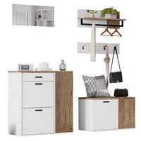 GARDEROBE-SET 5-teilig Schuhschrank Schuhbank Spiegel Haken - Multicolor, Holzwerkstoff (85/85/36cm) - FLIEKS