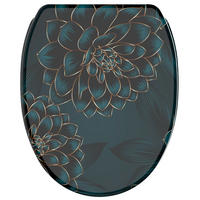 WC-SITZ mit Absenkautomatik & Top Fix Dahlien - Blau, Holzwerkstoff (37.7/5.5/48cm) - Sanilo