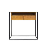 KONSOLENTISCH loft aus Massivholz mit Metallbeinen - Eichefarben, Holz (95/90/30cm) - Rawood Furniture