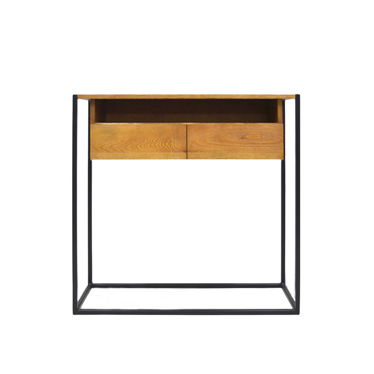 KONSOLENTISCH loft aus Massivholz mit Metallbeinen - Eichefarben, Holz (95/90/30cm) - Rawood Furniture