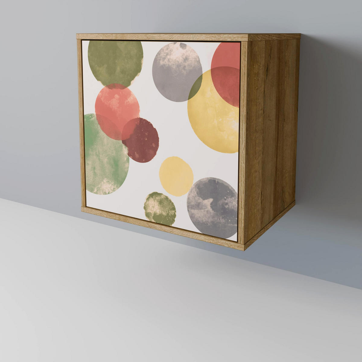SIDEBOARD FLEETING HAPPINESS, Eichefarben, 57,5x42x75,5 cm, Goldfarbene Metallfüße - Eichefarben/Goldfarben, Holzwerkstoff/Metall (57.5/75.5/42cm) - SpaceRebels
