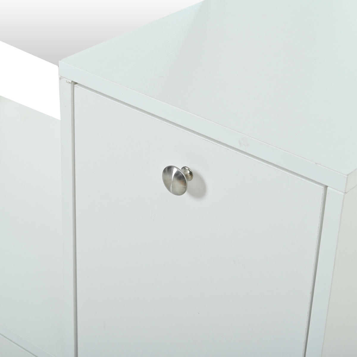 SCHUHSCHRANK aus Spanplatte 85x40x180cm in Weiß mit Spiegel - Weiß, Holzwerkstoff (85/180/40cm) - Modfu