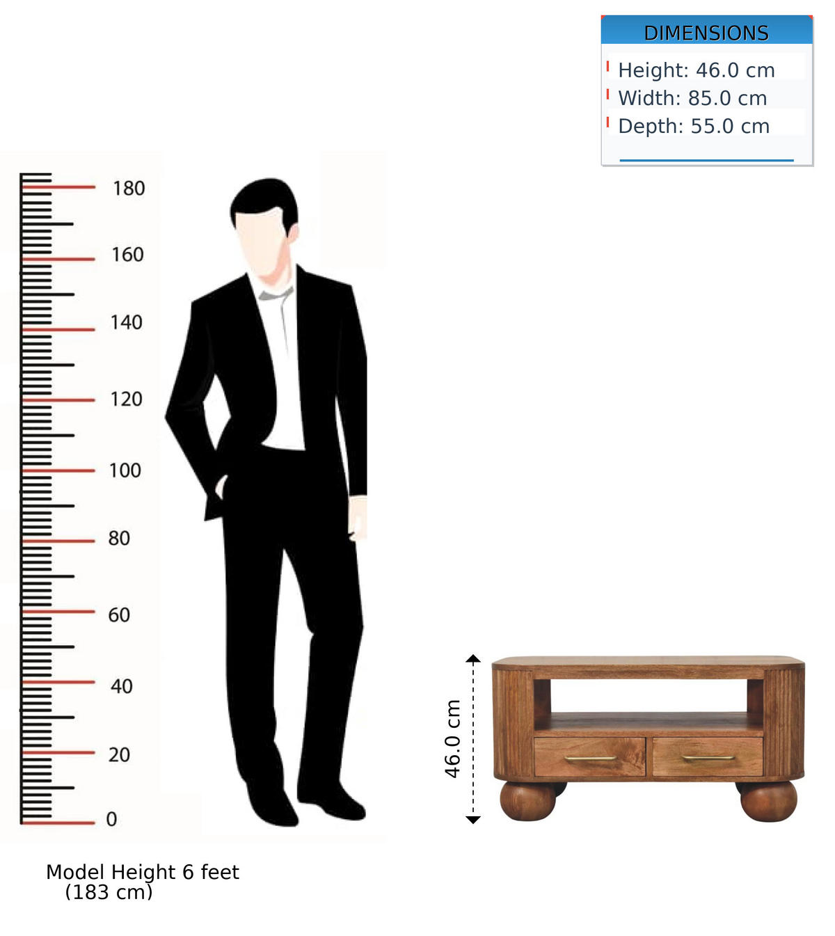 COUCHTISCH Briarwood Geriffelt, 2 Schubladen und Offenes Regal, Hellbraun - Beige/Messingfarben, Holz/Metall (55/85/46cm) - Artisan Furniture