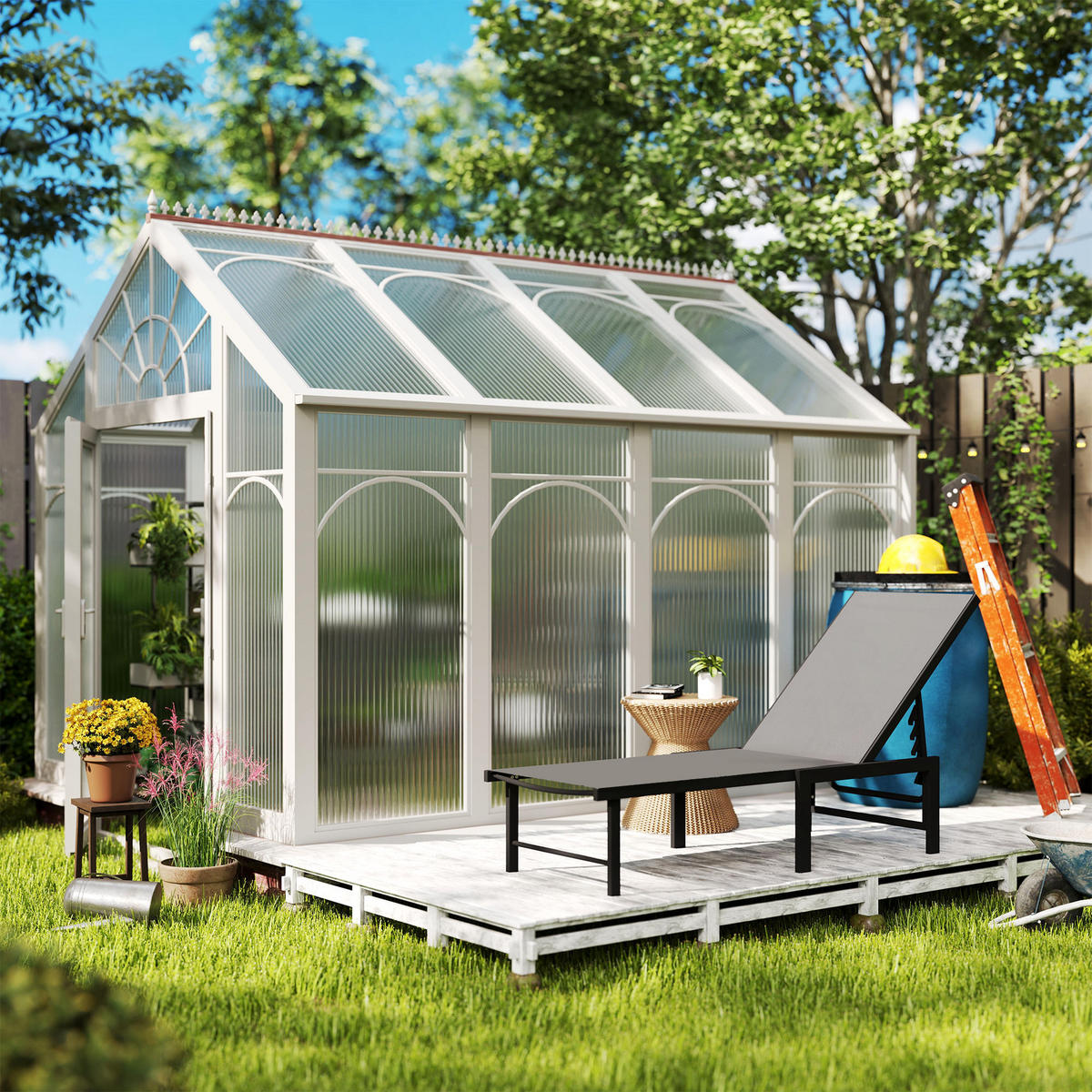 SONNENLIEGE Verstellbare Gartenliege mit 5-fach verstellbarer Rückenlehne und Stahlrahmen 166 x 60 x 84 cm ,Grau - Grau, Metall (60/84/166cm) - Vallsero