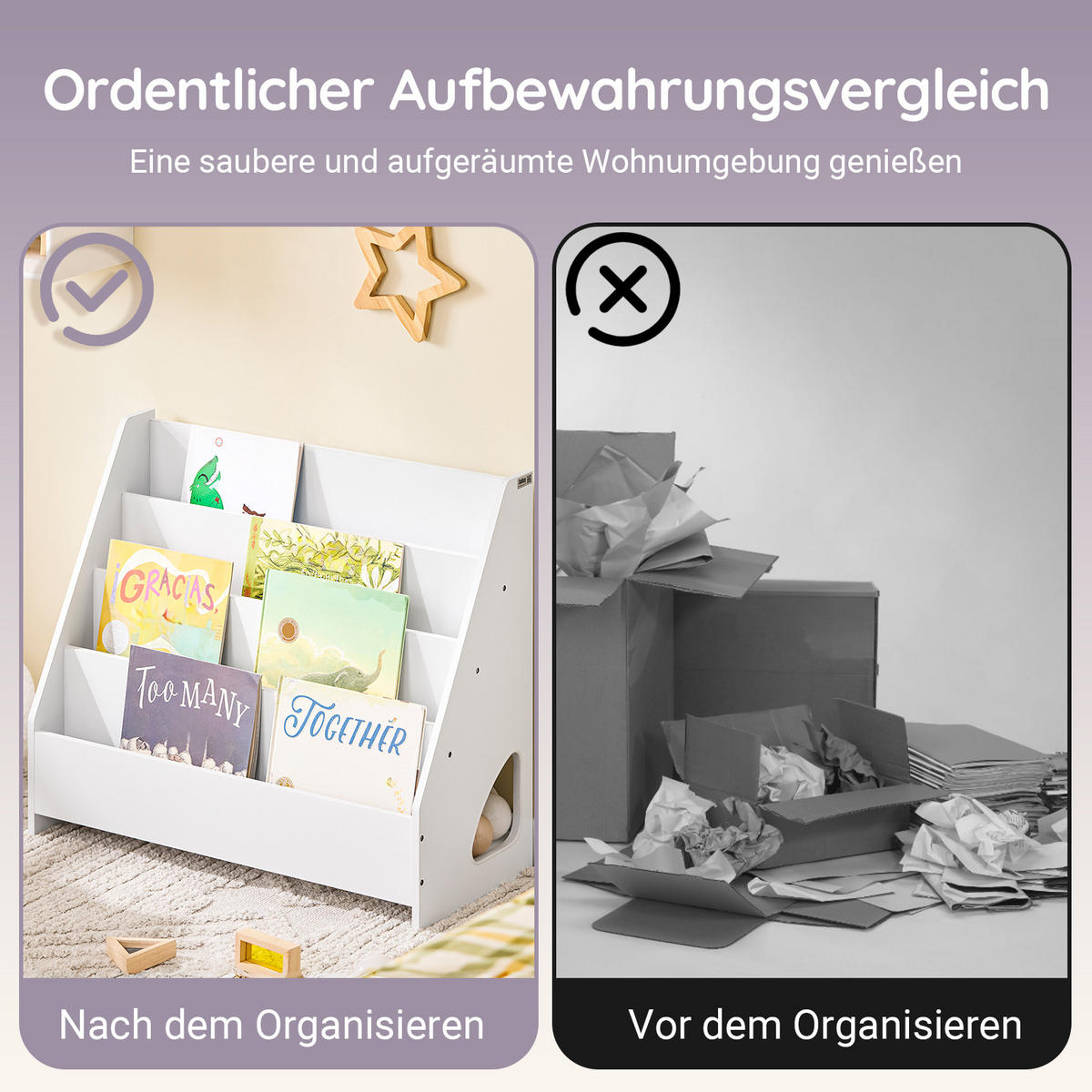 KINDER BüCHERREGAL Weiß - Weiß, Holzwerkstoff (70/60/30cm) - SoBuy