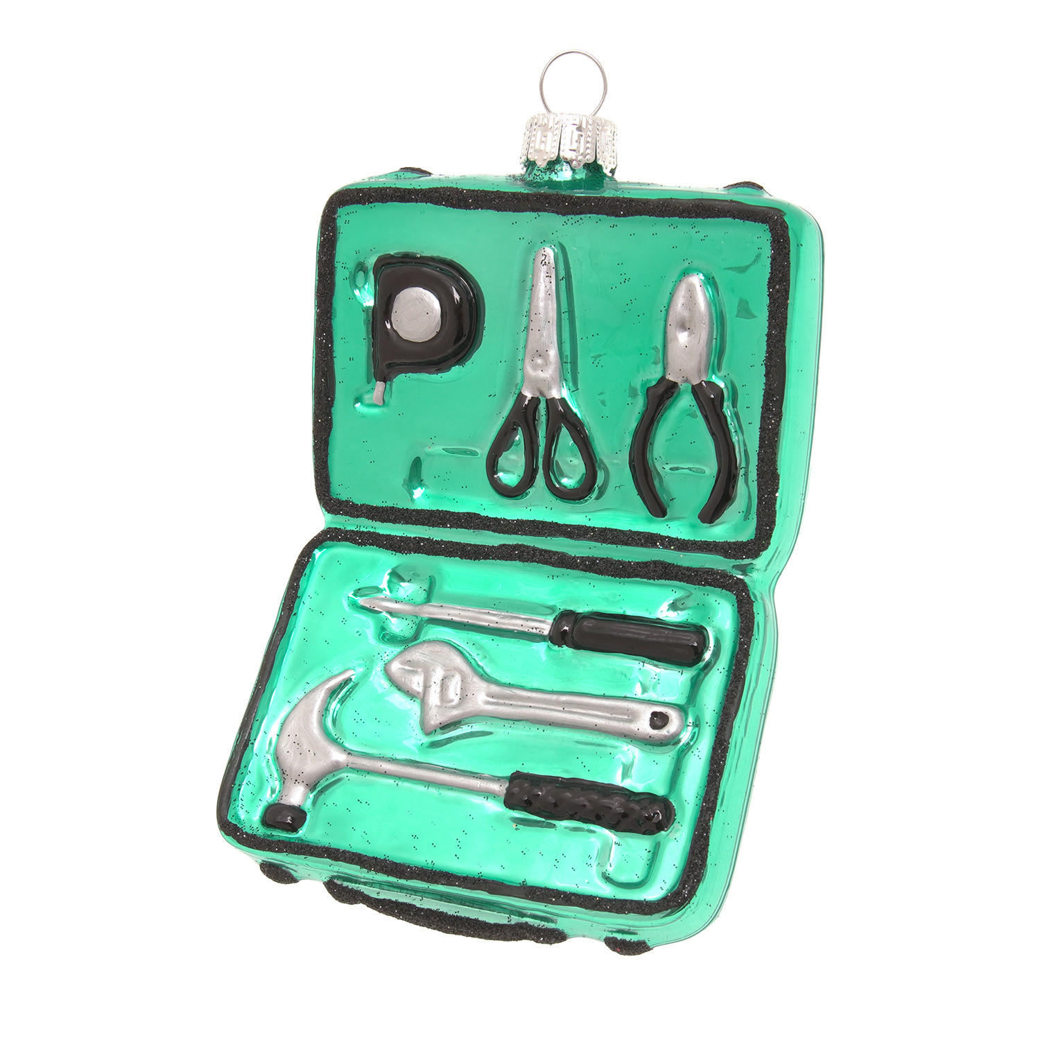 CHRISTBAUMSCHMUCK Werkzeugkoffer Blau 13cm (Glas / 1 Stk.) - Blau, Glas (8/13/4cm) - Krebs Glas Lauscha