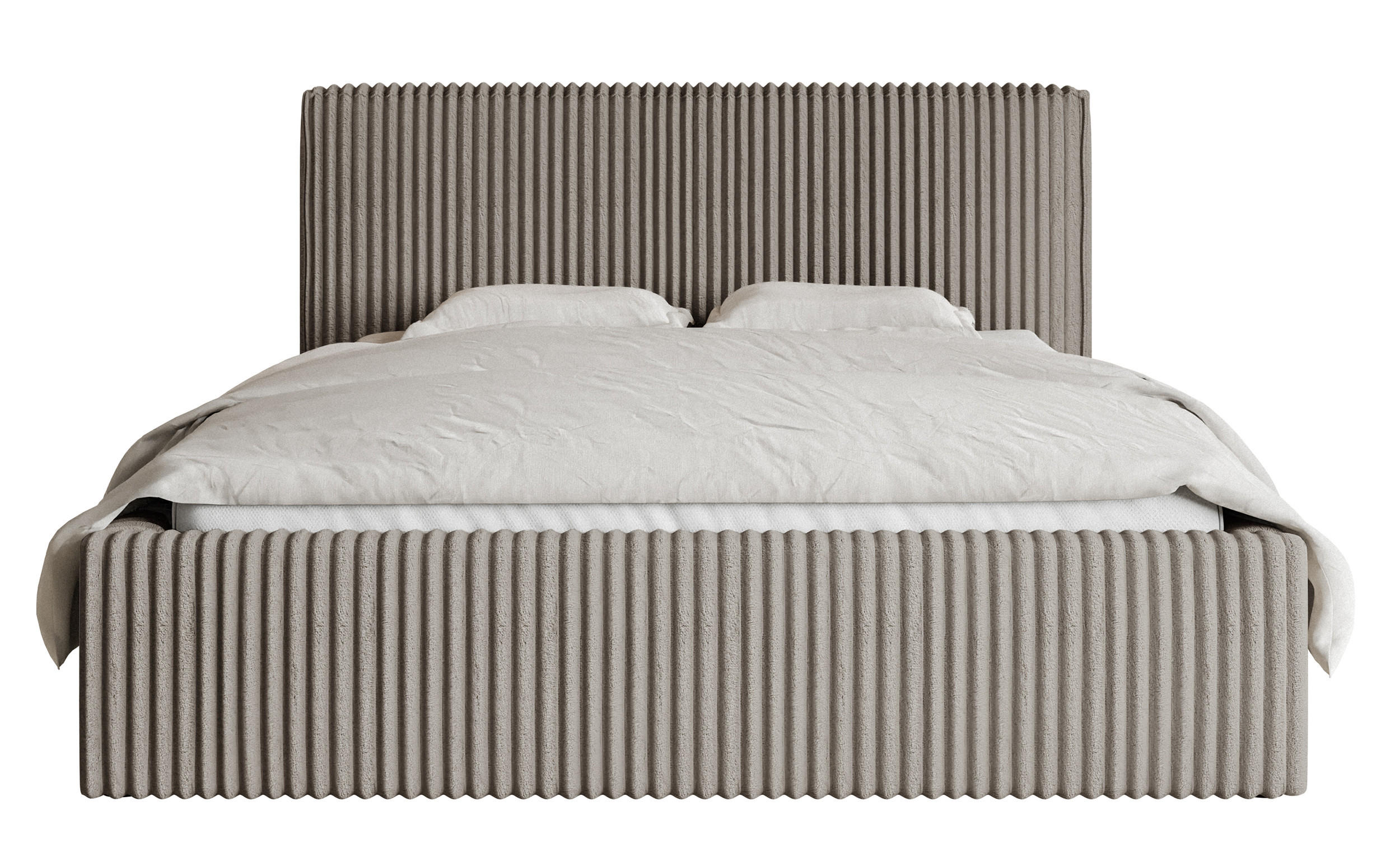 POLSTERBETT Tilio Grau-Beige Cordbezug 140 cm - Greige/Schwarz, Kunststoff/Textil (140/200cm) - Selsey