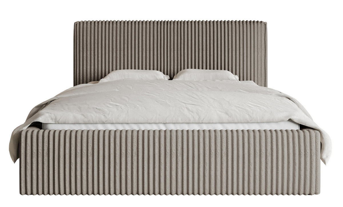 POLSTERBETT Tilio Grau-Beige Cordbezug 140 cm - Greige/Schwarz, Kunststoff/Textil (140/200cm) - Selsey