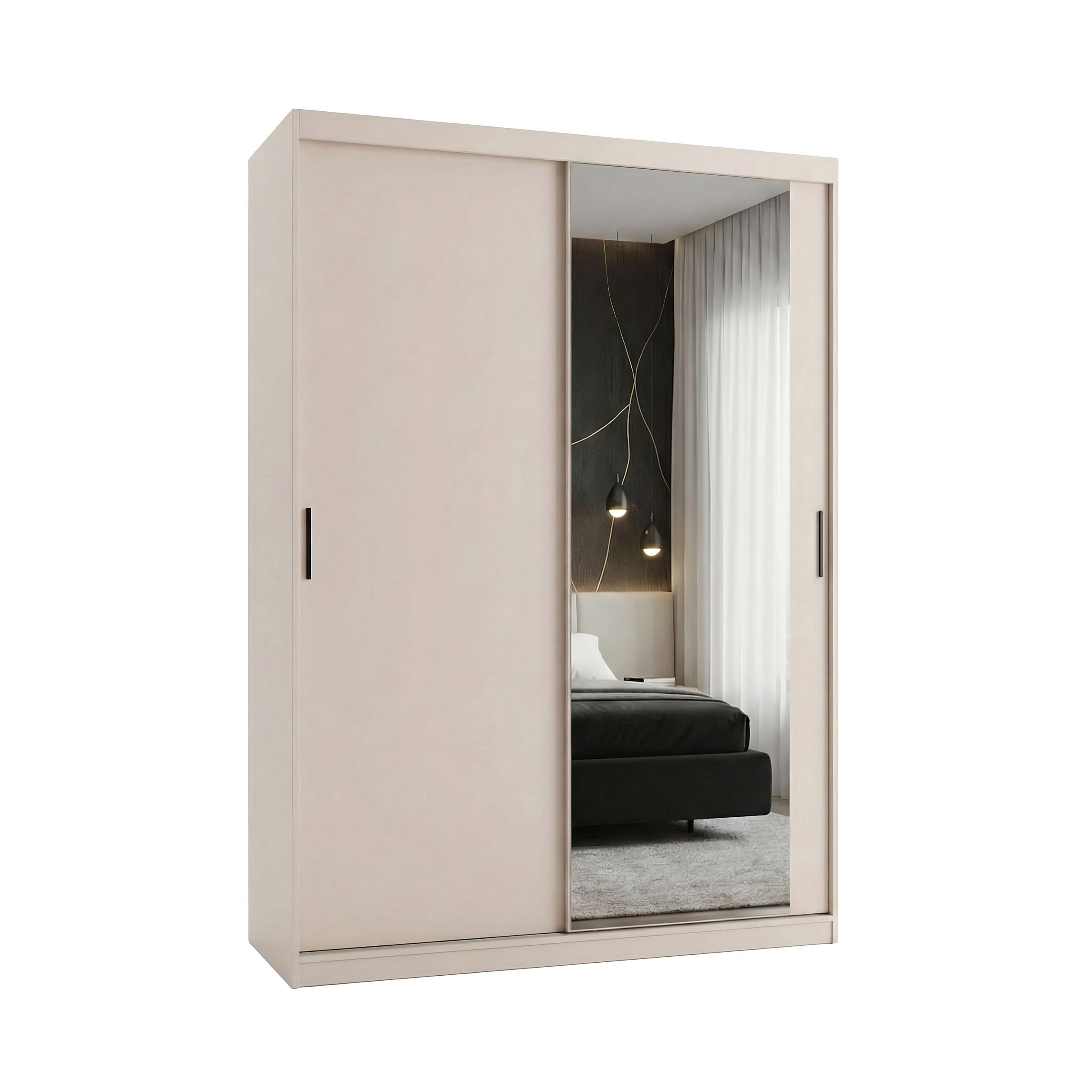 SCHWEBETÜRENSCHRANK Mirano Kaschmir 150 cm - Kaschmir, Holzwerkstoff (150/215/60cm) - Ravio