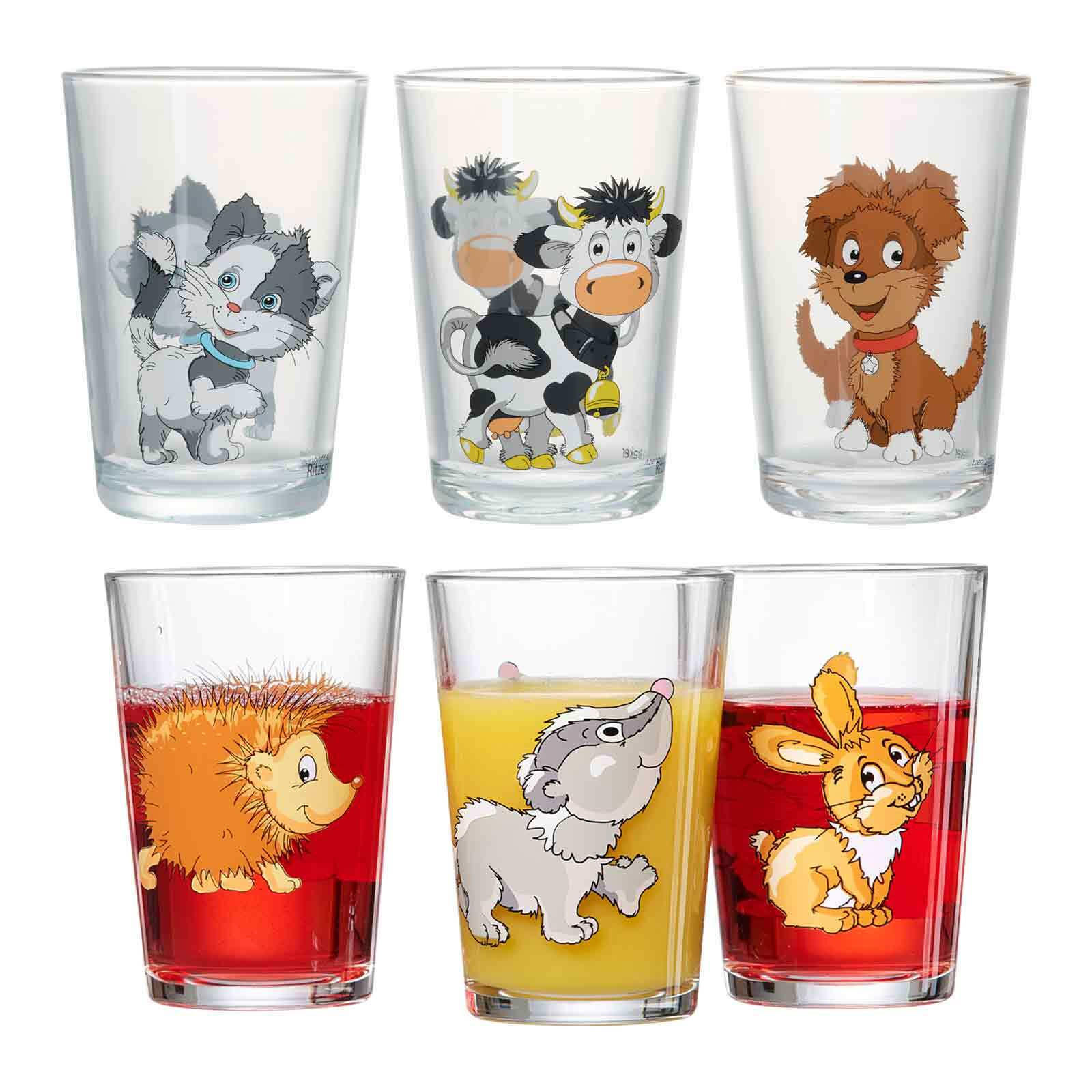 KINDERGLÄSER Hof- und Waldtiere bunt 205 ml 6er Set - Multicolor, Glas (0.205L) - Ritzenhoff Breker