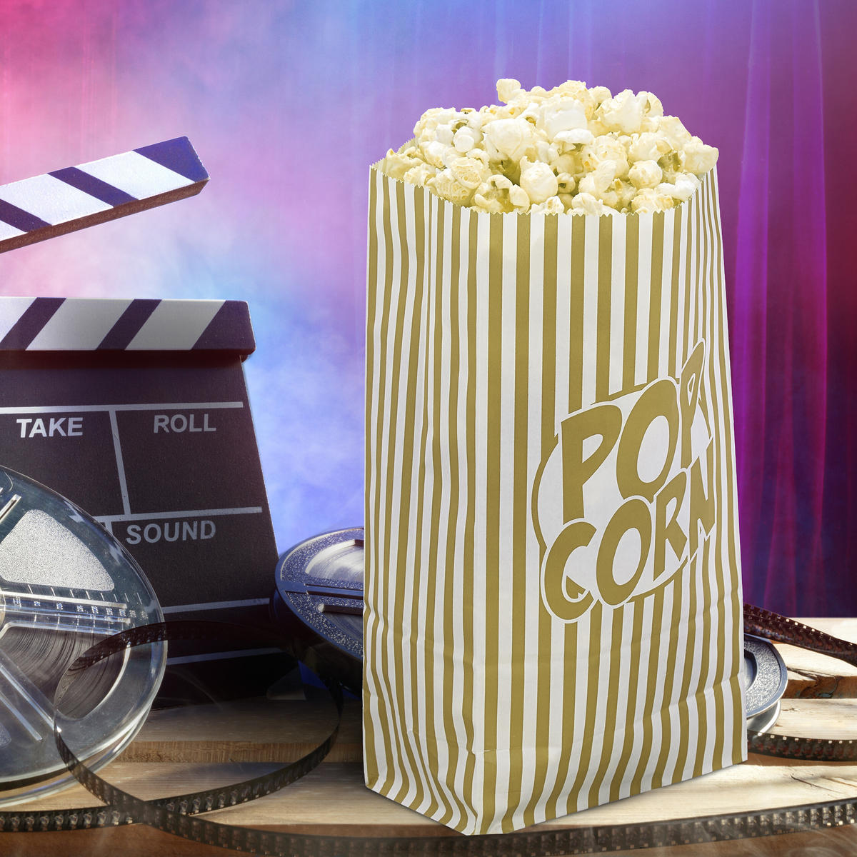 144XPOPCORNTÜTEN - Beige, Papier (13/26/8cm) - Relaxdays