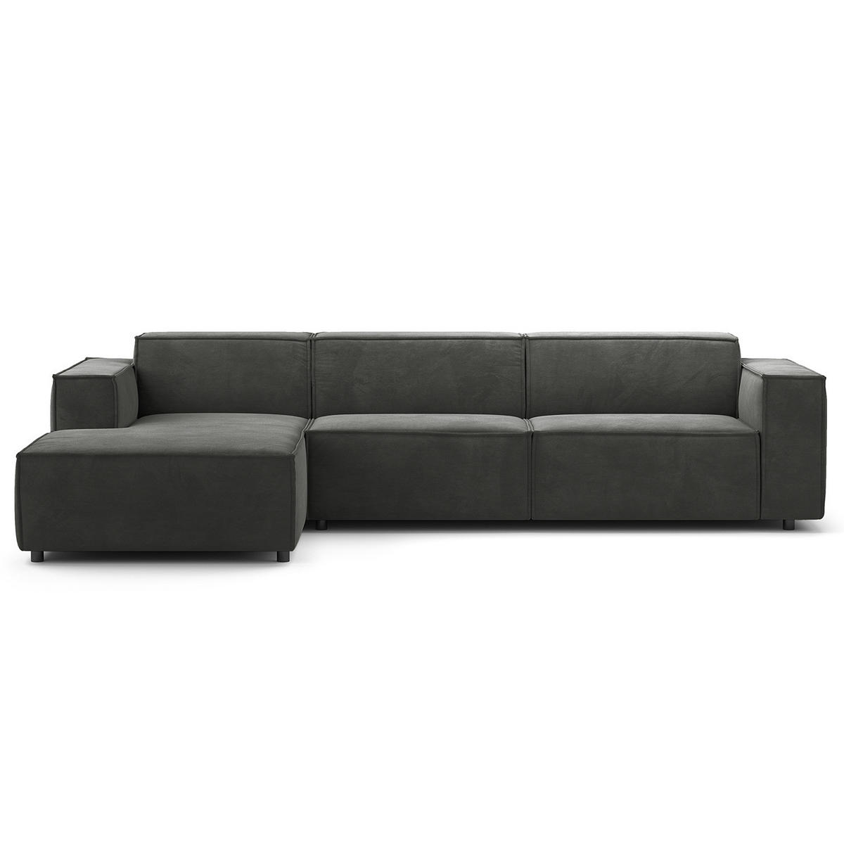 ECKSOFA mit Longchair - Schwarz/Grau, Kunststoff/Textil (294/177cm) - home24