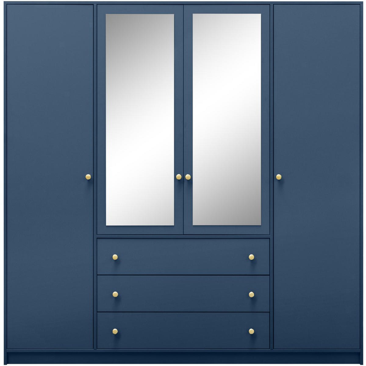 DREHTÜRENSCHRANK Solea Lux mit 4 Türen und 4 Schubladen, Dunkelblau - Goldfarben/Dunkelblau, Holzwerkstoff (196/200/58cm) - Beautysofa