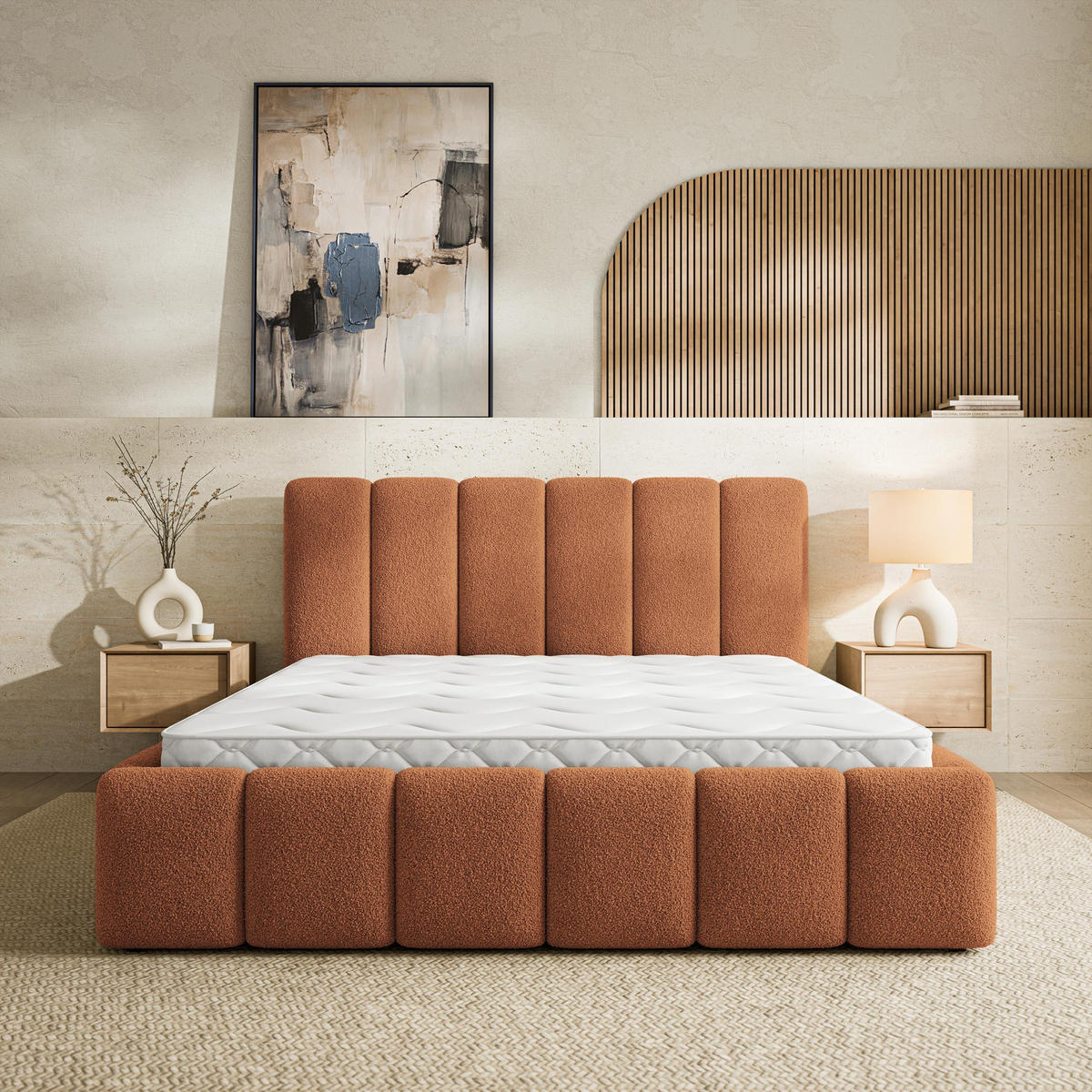 ČALOUNĚNÁ Postel RANIS 180x200 cm Měděná - měděná, kompozitní dřevo/textil (180/200cm) - MASSENO
