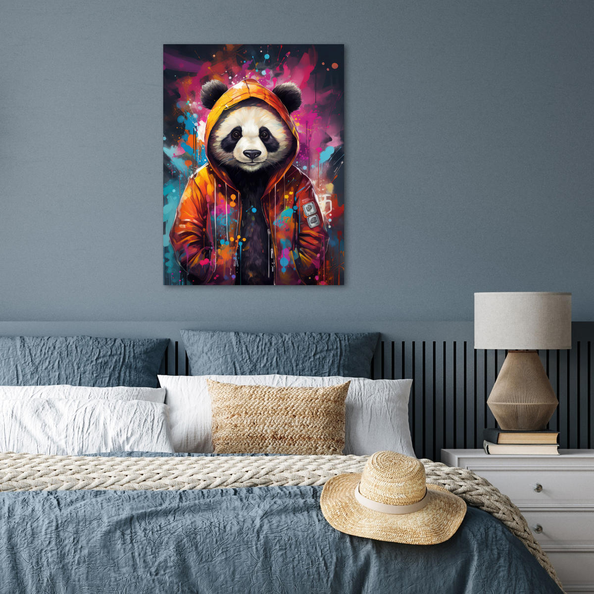 POSTER Panda - Jacke - Graffiti - Orange 60x80 cm - Orange, Papier (60/80/0.1cm) - MuchoWow