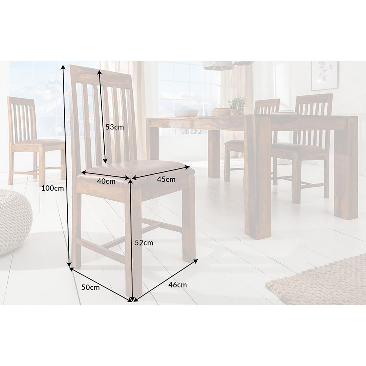 STUHL MAKASSAR Sheesham Braun 100 cm - Braun, Holz (46/100/50cm) - riess-ambiente