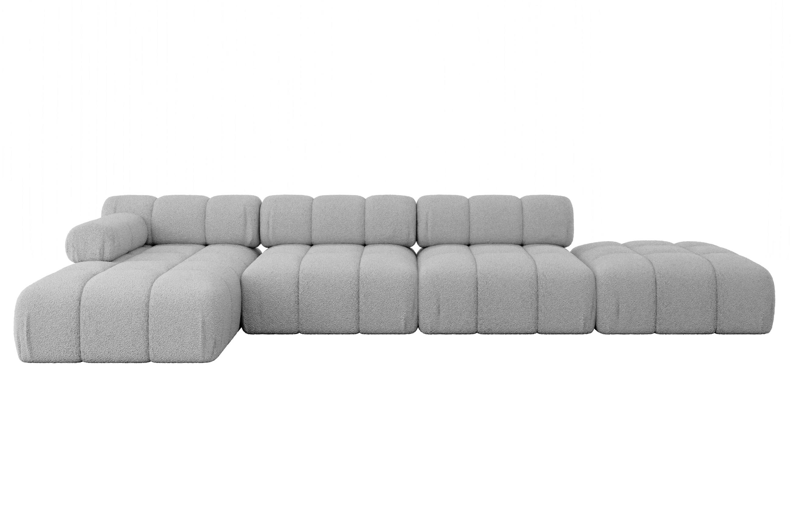 ECKSOFA modulares Sofa Lizur-L2 - 380x160x70 cm Hellgrau Bouclé - Hellgrau, Holzwerkstoff/Textil (380/160cm) - ALTDECOR