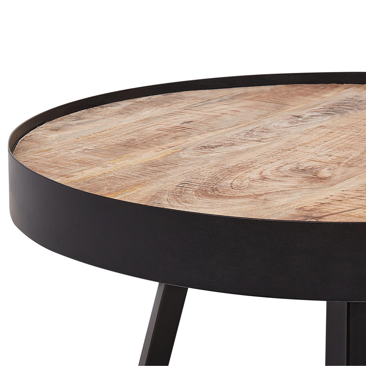 COUCHTISCH Mangoholz hellbraun/schwarz 74 cm Wakita - Hellbraun/Schwarz, Holz (74/74/40cm) - Beliani