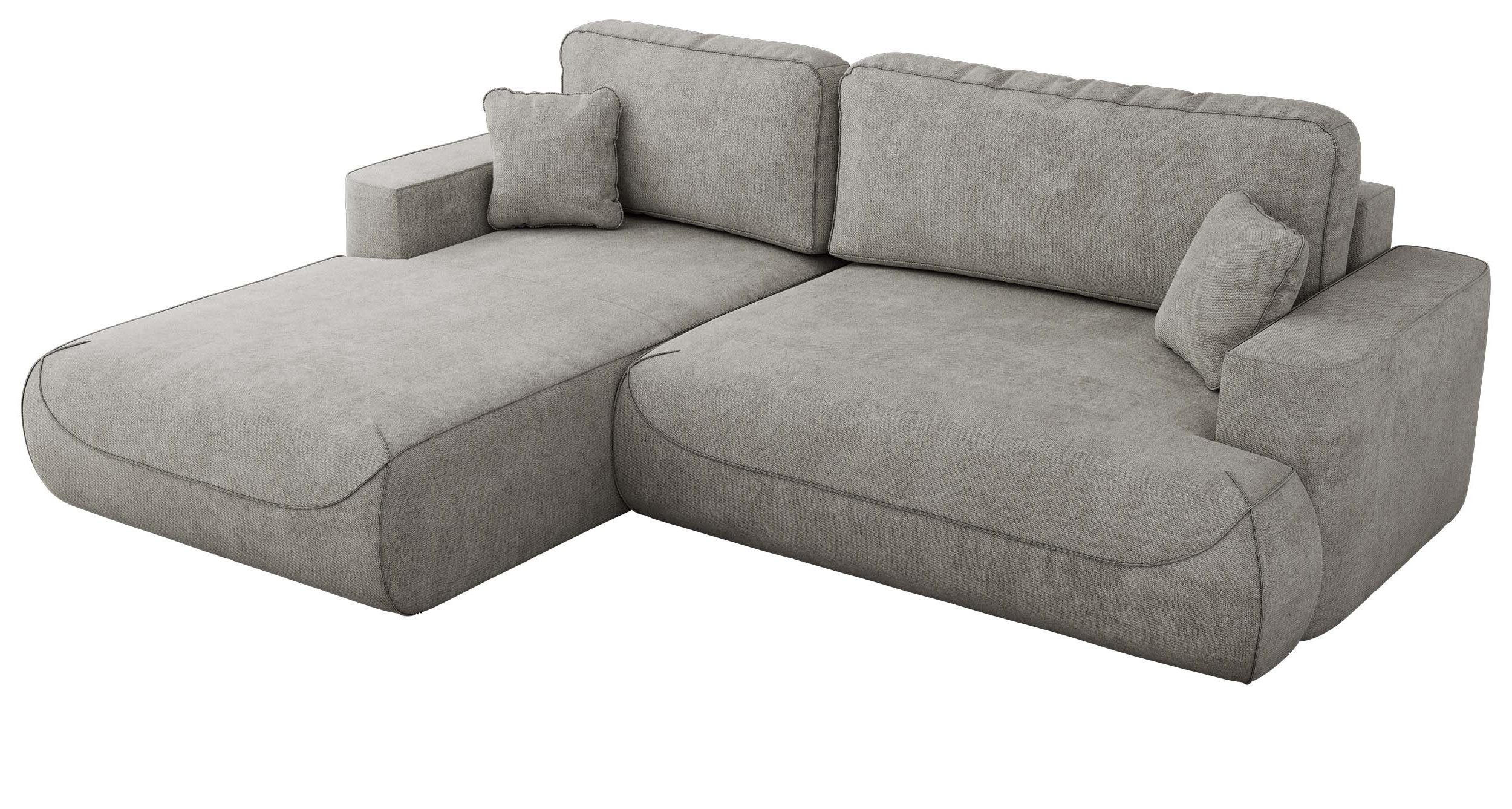 ECKSOFA OVO L Hellgrau Struktur - Links Seite - Hellgrau/Schwarz, Kunststoff/Textil (271/195cm) - MKS