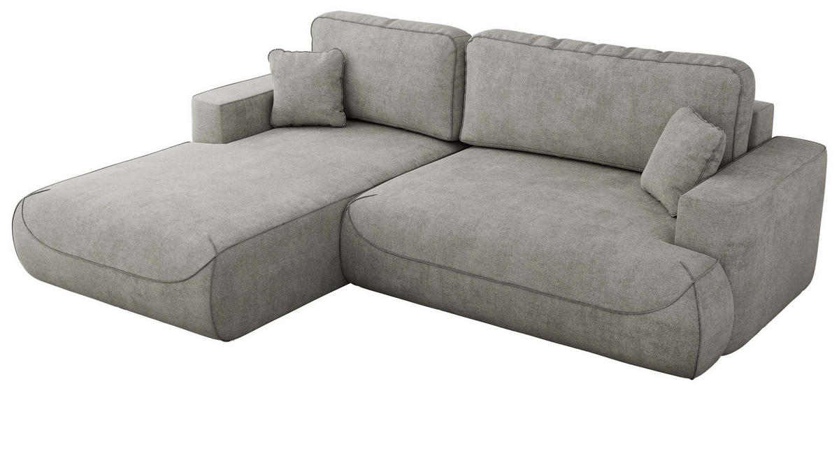 ECKSOFA OVO L Hellgrau Struktur - Links Seite - Hellgrau/Schwarz, Kunststoff/Textil (271/195cm) - MKS