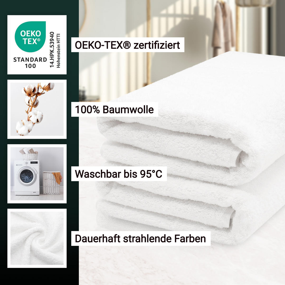 SAUNATUCH, 2er-Set, 70x200 cm, 100% Baumwolle, Weiß - Weiß, Textil (70/200cm) - Zollner