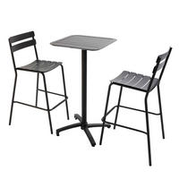 OUTDOOR-BARSET 3-tlg., Schwarz - Schwarz, Metall - Oviala