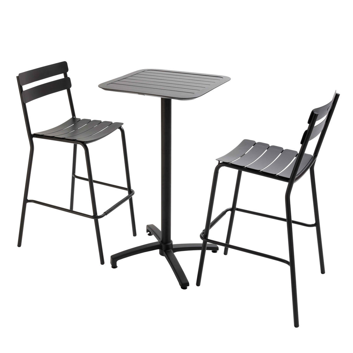 OUTDOOR-BARSET 3-tlg., Schwarz - Schwarz, Metall - Oviala
