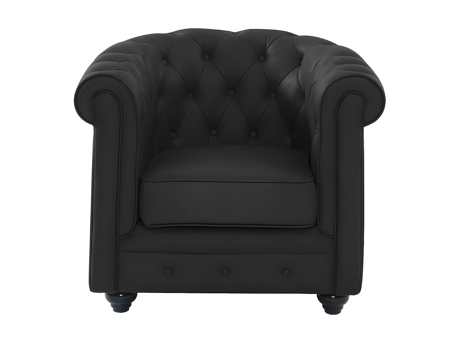 SESSEL mit gerader Rückenlehne - 1 Person - Leder - Schwarz - - Schwarz, Leder (82/72/78cm) - Vente-Unique