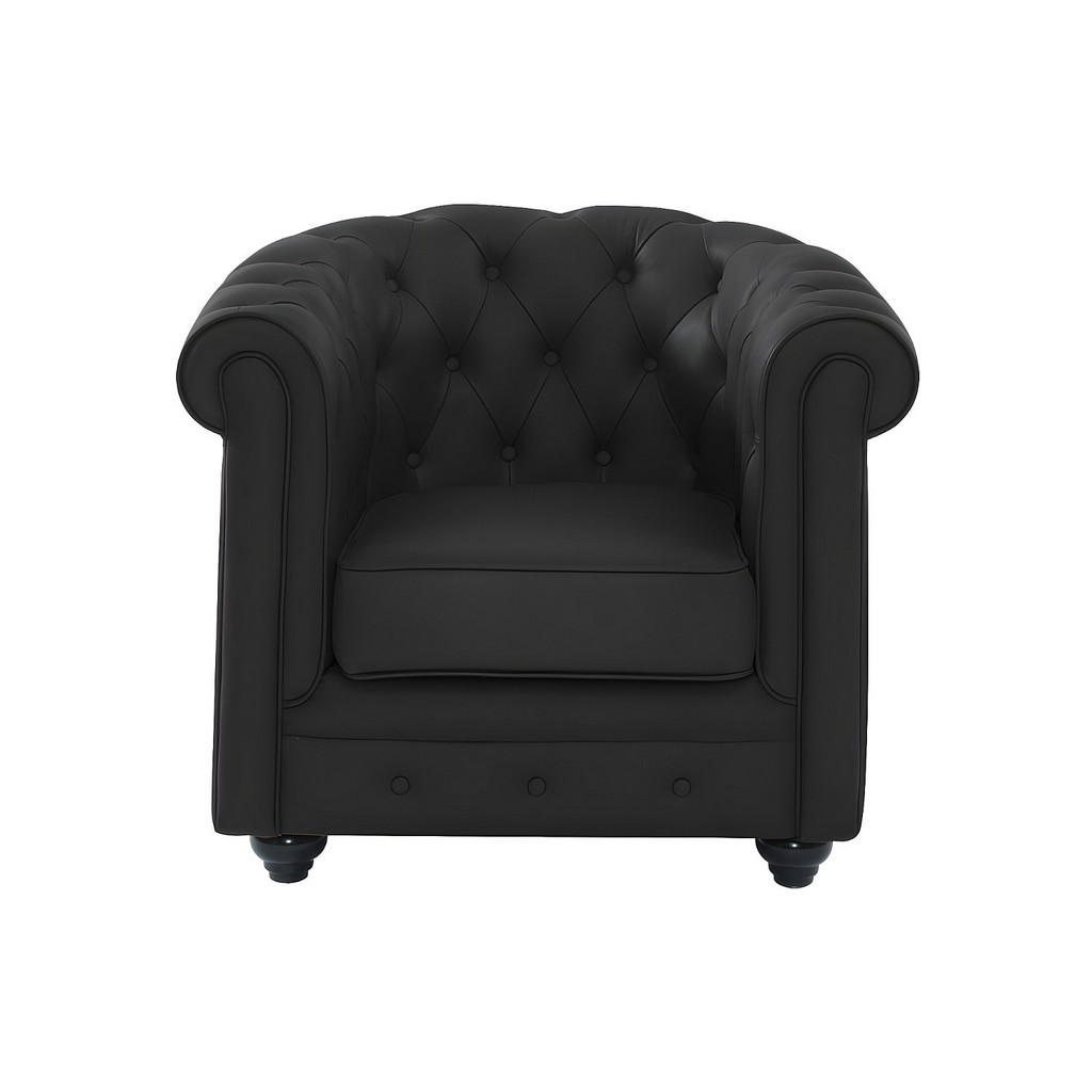 Thumbnail - Vente-Unique Sessel, Schwarz, Leder, Uni, 1-Sitzer, 82x72x78 cm, Wohnzimmer, Sessel, Chesterfield-Sessel