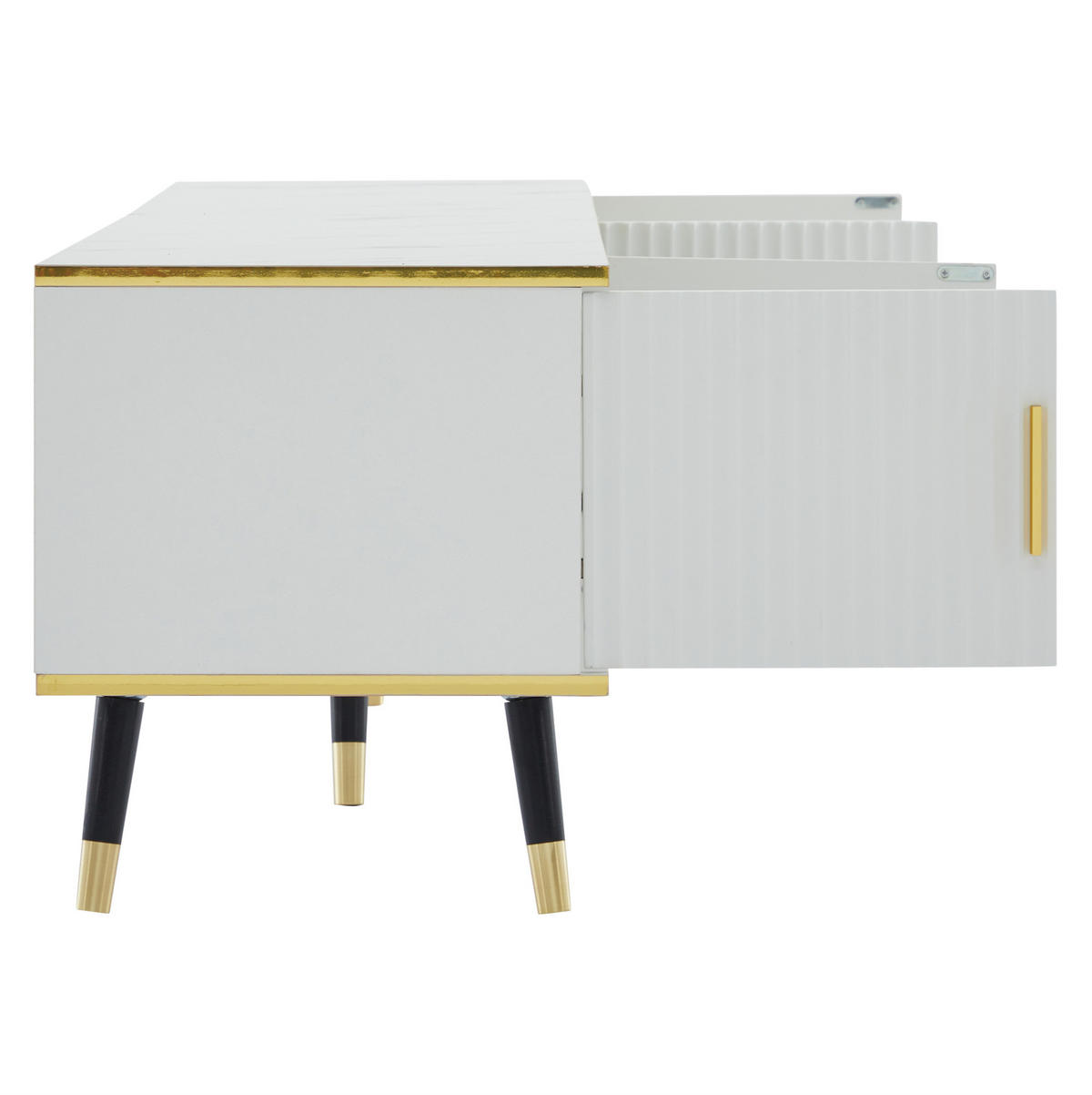 TV-LOWBOARD aus Spanplatte 200x40x46 cm Weiß in Marmoroptik mit Stauraum - Weiß, Holzwerkstoff (200/46/40cm) - IVMEU