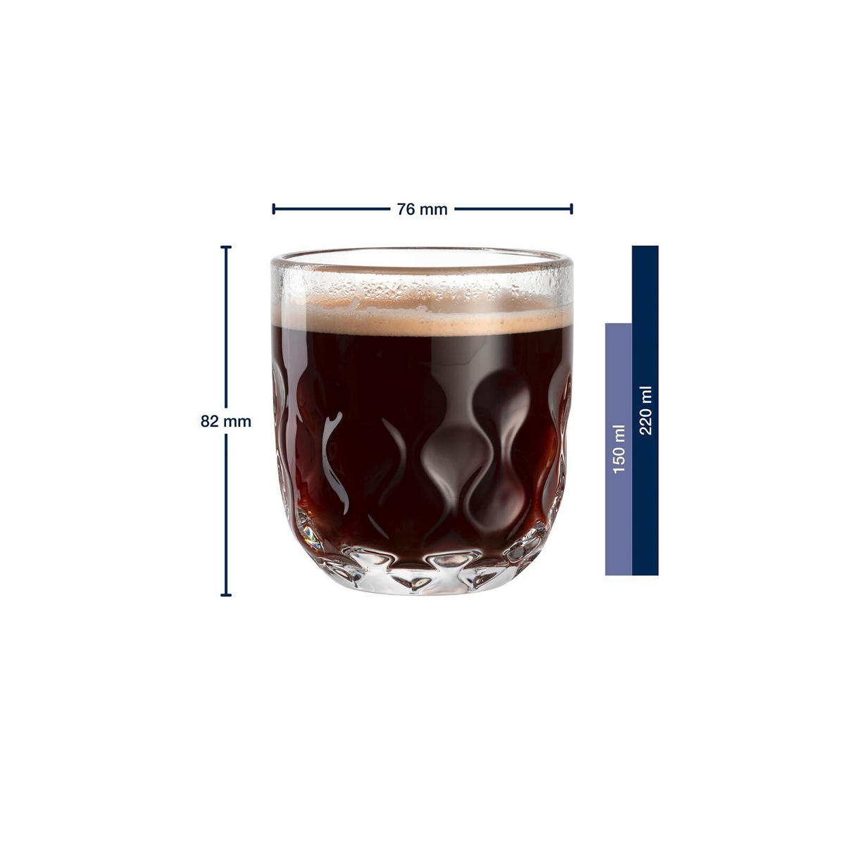 KAFFEEGLÄSER (2) Gocce transparent 220 ml 6er Set - Transparent, Glas (7.6/8.5/7.6cm) - Leonardo Living