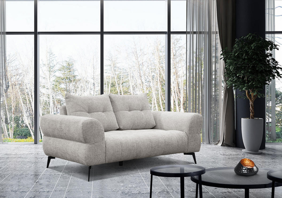 SOFA SALVINI 2-Sitzer, ecru - Ecru/Schwarz, Holzwerkstoff/Textil (176/88/99cm) - Courtois Laville